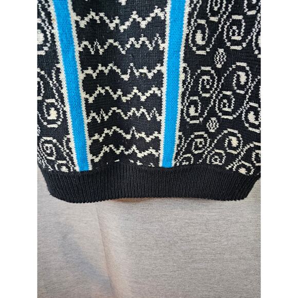 VTG Esprit Sport Sweater Women SM Retro Stripe Abstract Chunky Knit Black/Blue - Picture 4 of 11